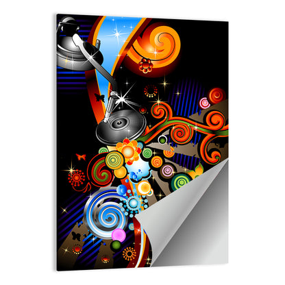 Psychedelic Turntable Illustration Wall Art
