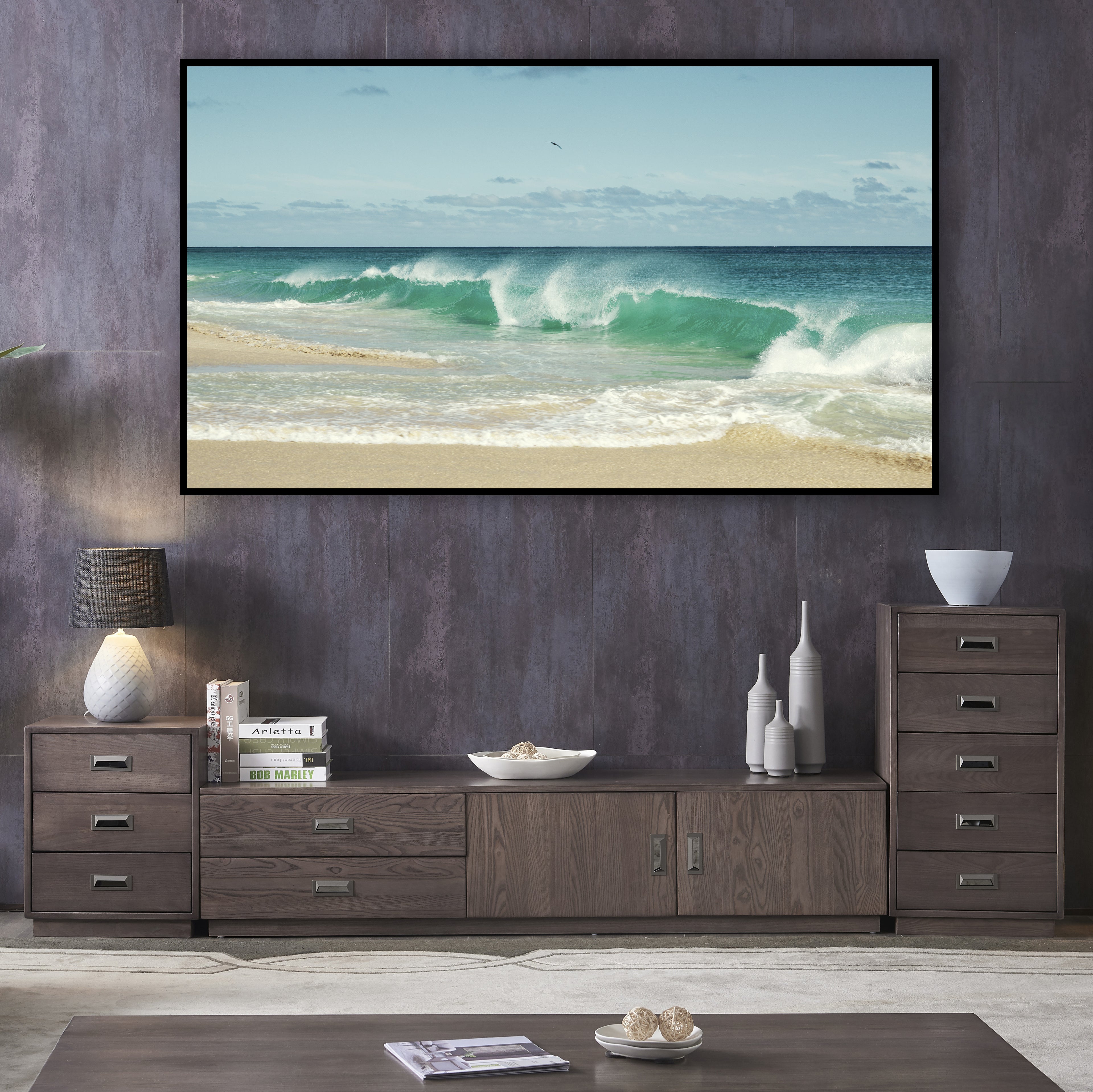 Turquoise Wave on Sandy Beach Wall Art