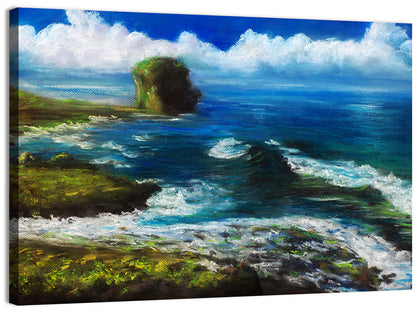 Coastal Cliff Illustration Wall Art