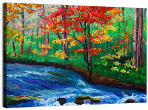 Maple Near Stream Illustration Wall Art