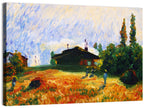 Sunlit Village Field Illustration Wall Art