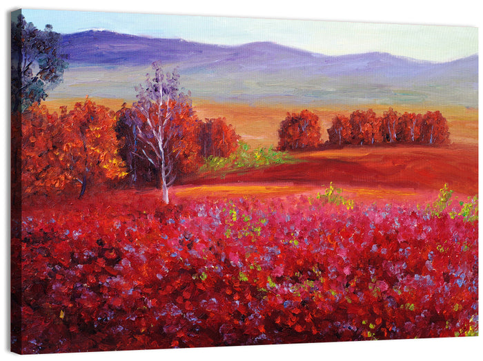Red Autumn Landscape Wall Art as a canvas print
