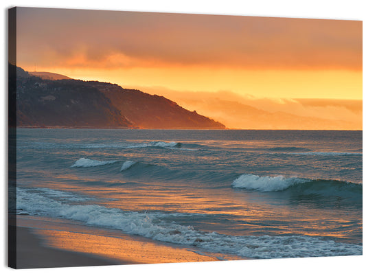 Cliffside Sunset Over Ocean Wall Art