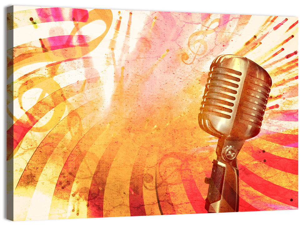 Vintage Microphone Orange Burst Wall Art