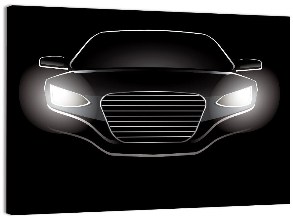 Front-facing Sports Car Illustration Wall Art
