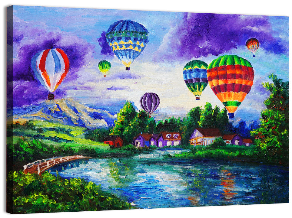 Fire Balloon Oil Painting Wall Art