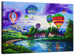 Fire Balloon Oil Painting Wall Art