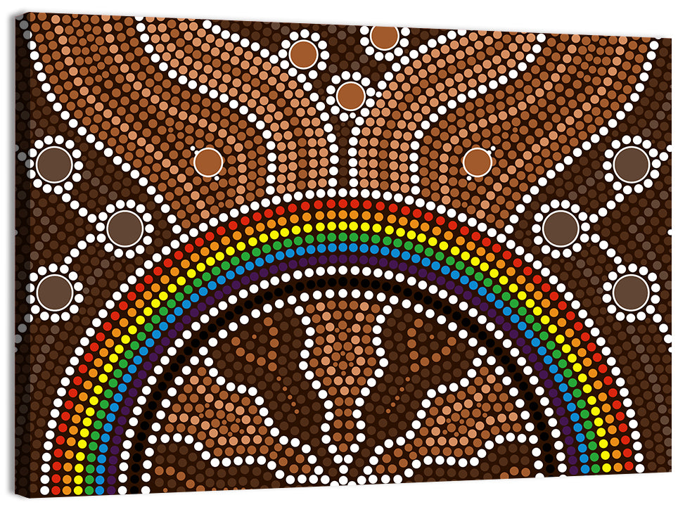 Stippled Rainbow Pattern Illustration Wall Art, canvas print, landscape