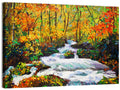 Autumn Forest Stream with Rapids Wall Art