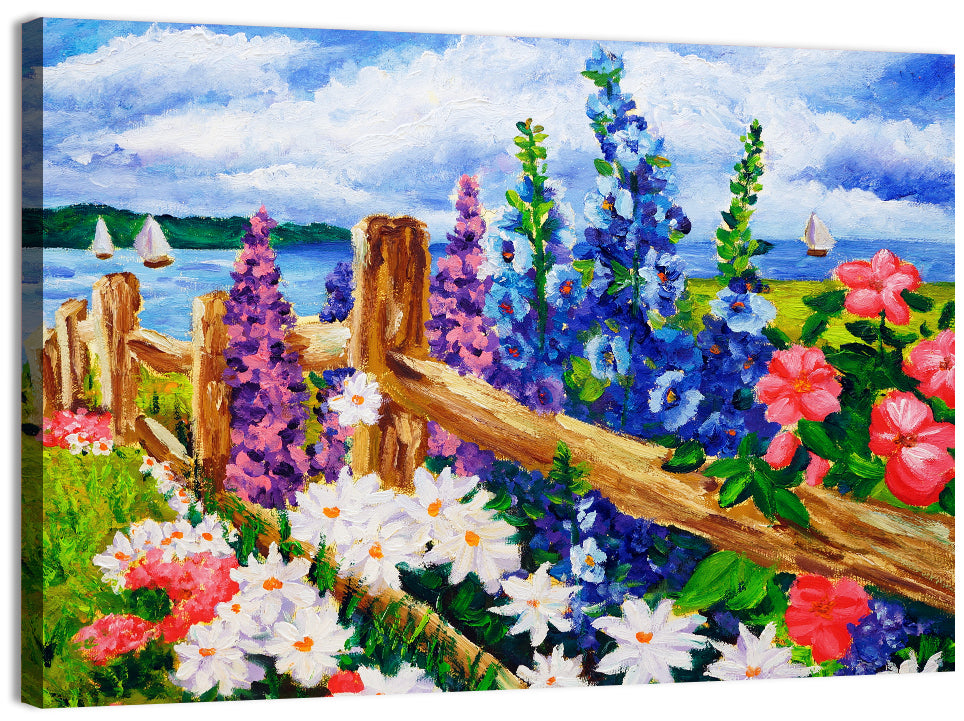 Seaside Floral Oil Painting Wall Art