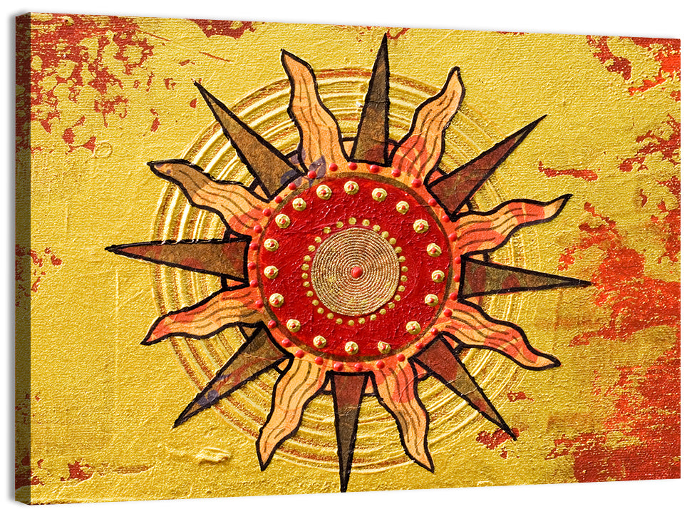 Golden Sunburst Mandala Wall Art