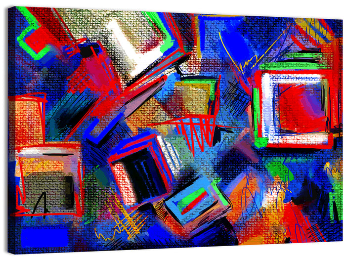 Layered Hand Drawn Composition Wall Art as a canvas print