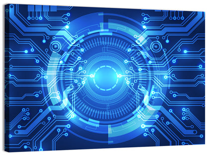 Glowing Circuit Core Wall Art