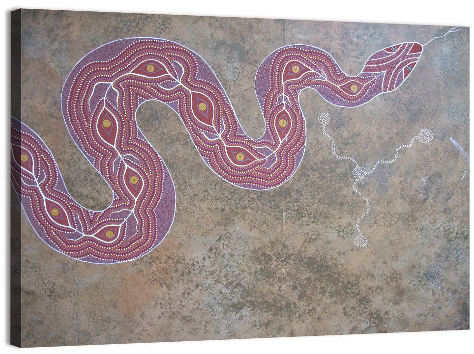 Indigenous Serpent Dot Painting Wall Art