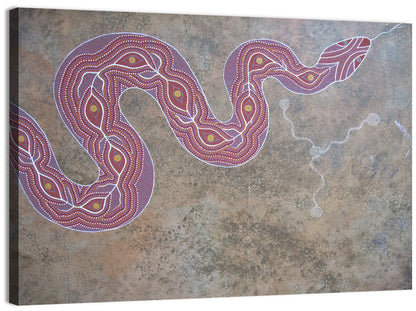 Indigenous Serpent Dot Painting Wall Art