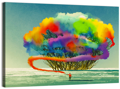 Tree with Smoke Flare Wall Art