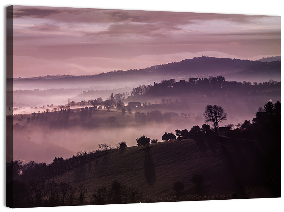 Misty Lavender Hills Wall Art, canvas print, landscape