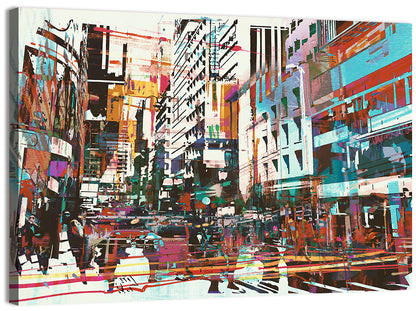 Blurred City Street Illustration Wall Art
