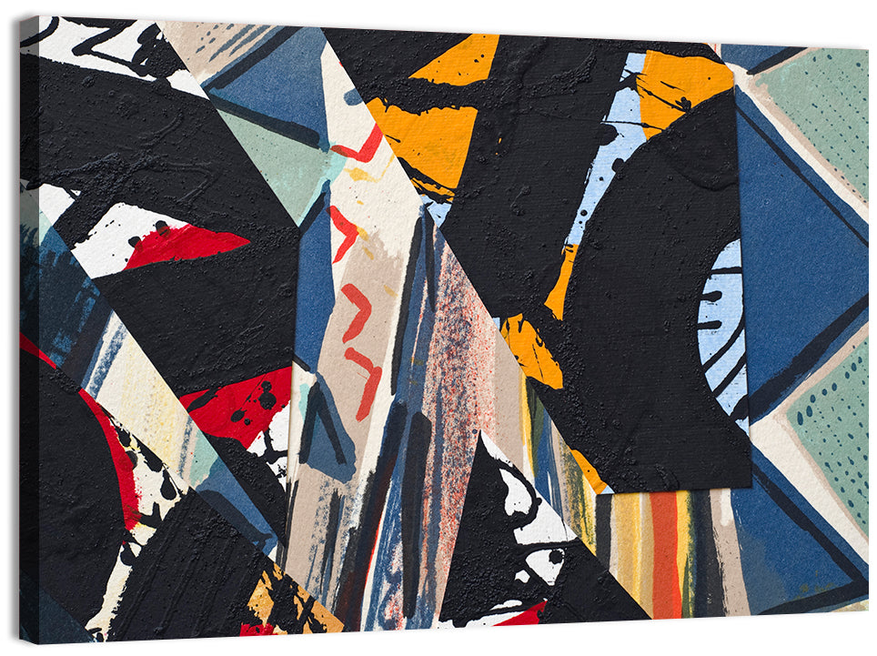 Textured Geometric Paper Collage Wall Art, canvas print, landscape
