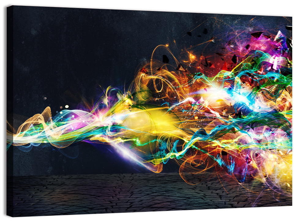 Glowing Energy Ribbons Abstract Wall Art, canvas print, landscape