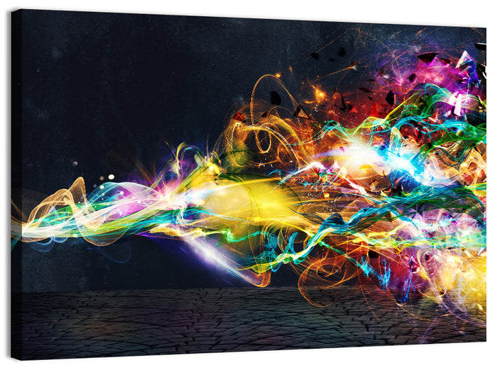 Glowing Energy Ribbons Abstract Wall Art as a canvas print