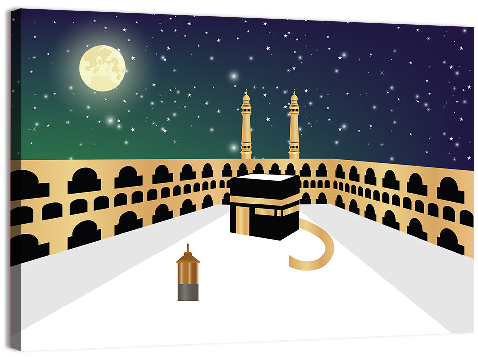 Kaaba Night Illustration Wall Art
