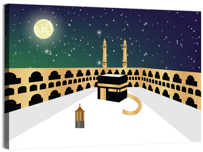 Kaaba Night Illustration Wall Art