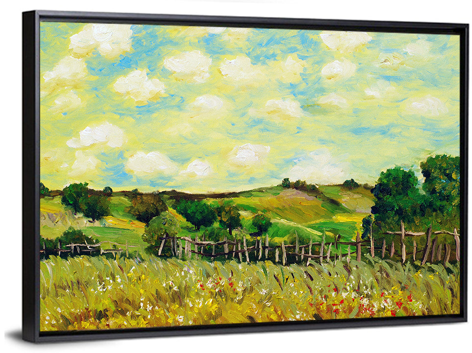 Rustic Farm Village Illustration Wall Art