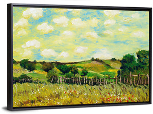 Farm Village Illustration Wall Art