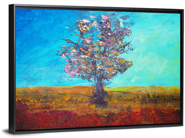 Lone Tree Illustration Wall Art as a framed canvas