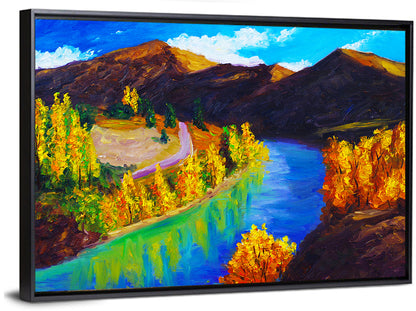 Autumn River Bend in the Mountains Wall Art
