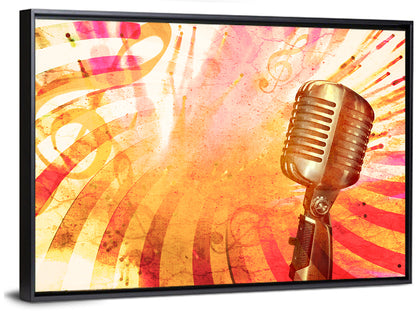 Vintage Microphone Orange Burst Wall Art