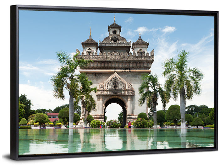 Patuxai Victory Gate Vientiane Wall Art as a framed canvas