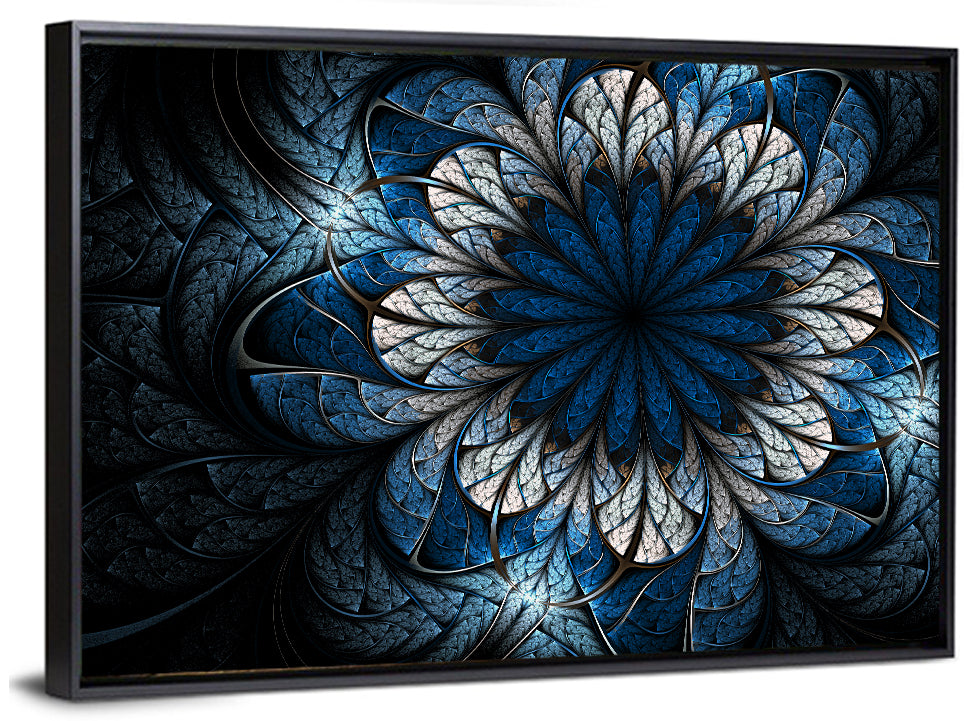 Blue Fractal Flower Wall Art