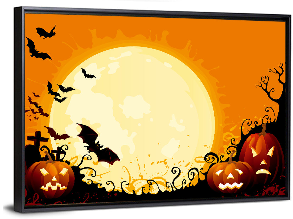 Full Moon Halloween Illustration Wall Art