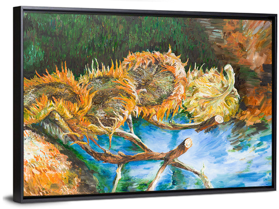 Four Sunflowers Over Water Wall Art
