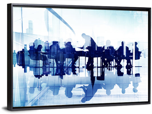 Corporate Meeting with City Reflection Wall Art