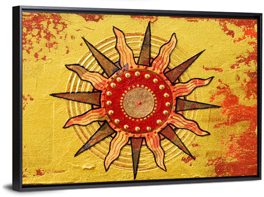 Golden Sunburst Mandala Wall Art