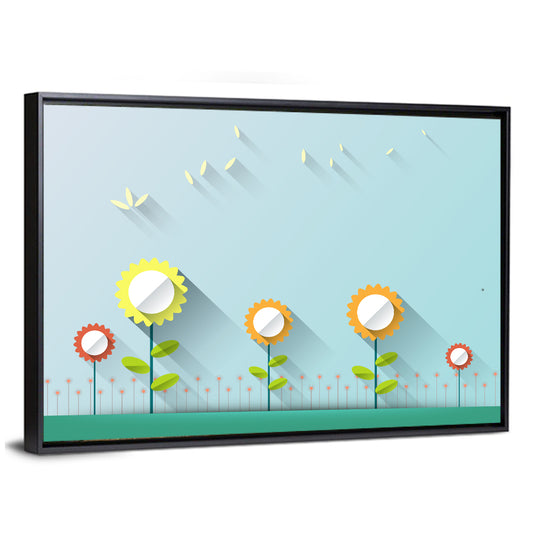 Layered Paper Flowers Illustration Wall Art
