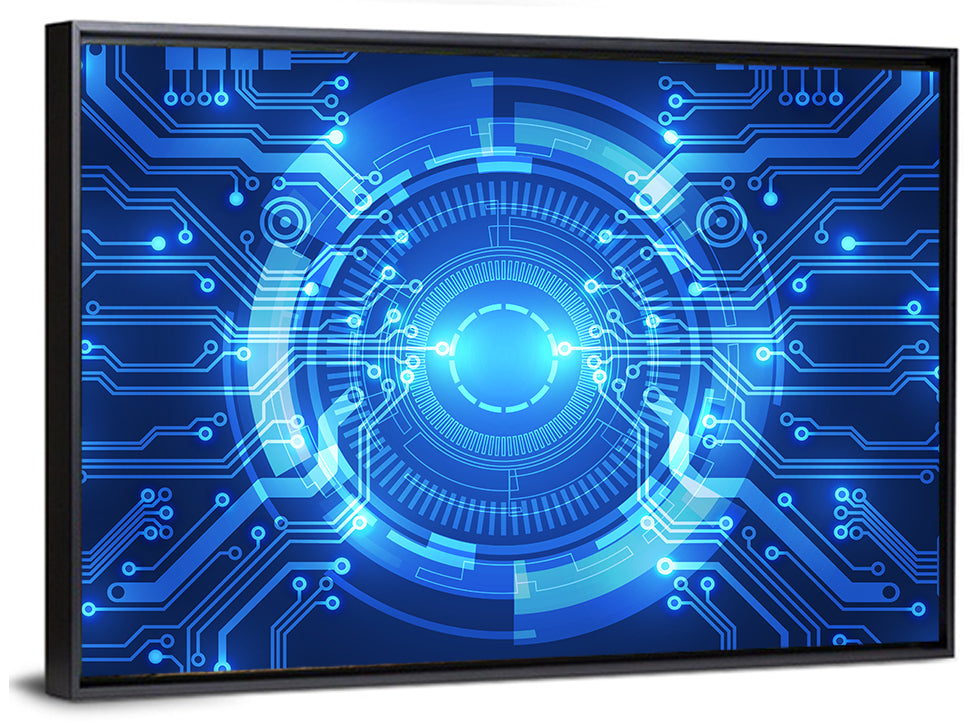 Glowing Circuit Core Wall Art