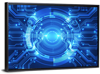 Glowing Circuit Core Wall Art