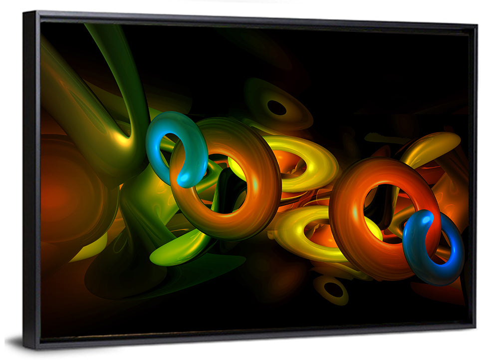 Colorful 3d Geometric Rings Wall Art