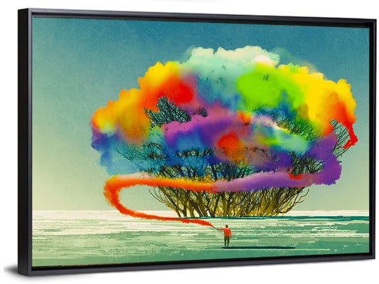 Tree with Smoke Flare Wall Art