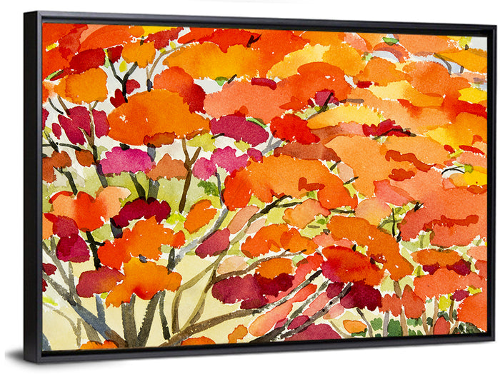 Autumn Canopy Abstract Wall Art as a framed canvas