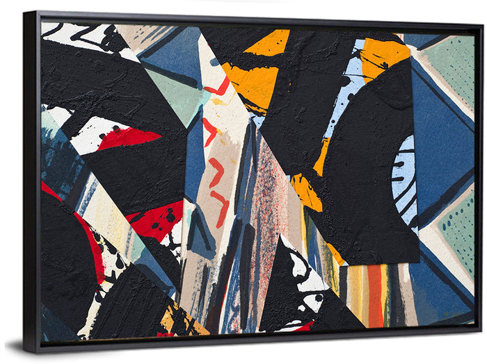Textured Geometric Paper Collage Wall Art as a framed canvas
