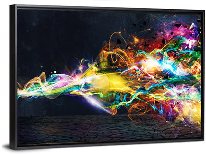 Glowing Energy Ribbons Abstract Wall Art