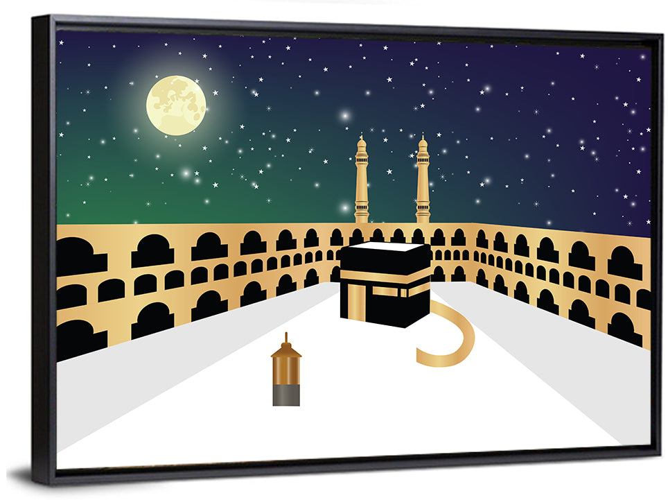 Kaaba Night Illustration Wall Art