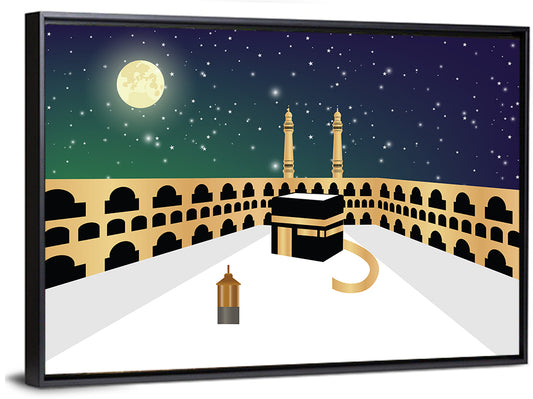 Kaaba Night Illustration Wall Art