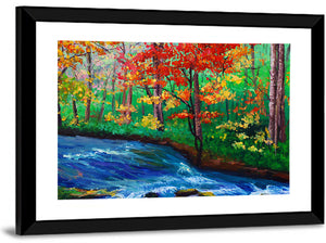 Maple Near Stream Illustration Wall Art