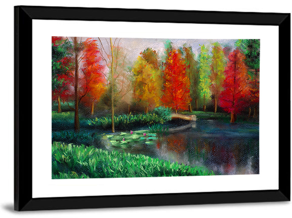 Autumn Pond with Water Lilies Wall Art